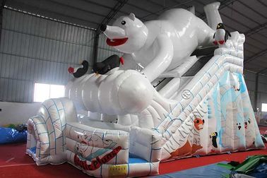 China CE inflável temático da corrediça do urso polar material padrão do PVC do grande feito fábrica
