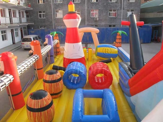 Cidade inflável do divertimento da categoria comercial, casa do salto do navio de pirata das crianças